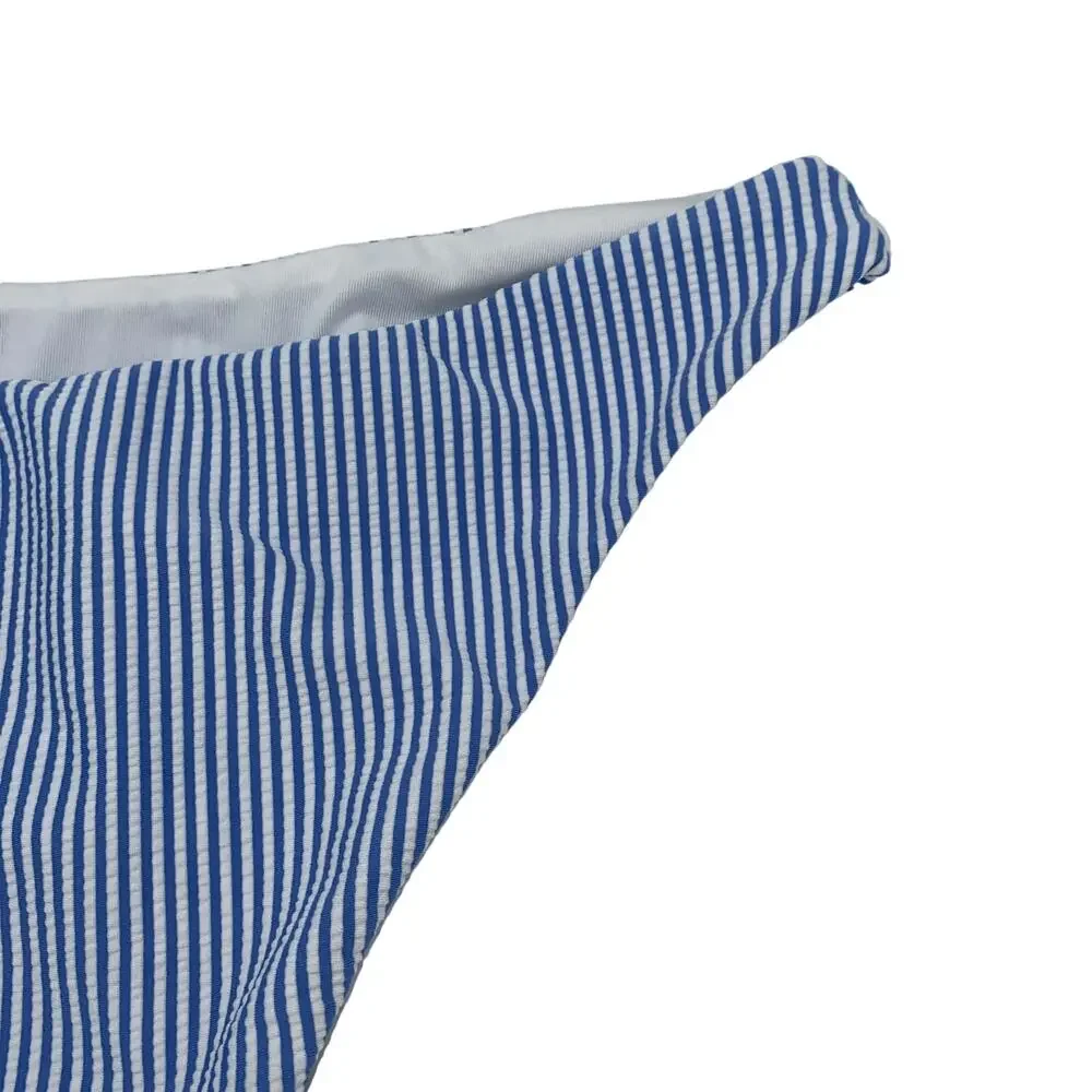 New J. Crew Seersucker Striped Hipster Bikini Swim Bathing Suit Bottom Medium